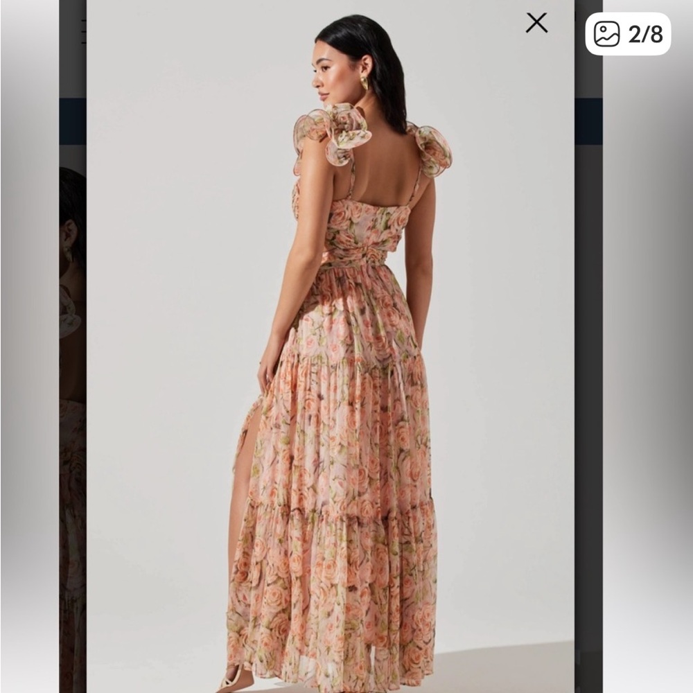 ASTR Peach Floral Ruffle Maxi Dress - Picture 4 of 10